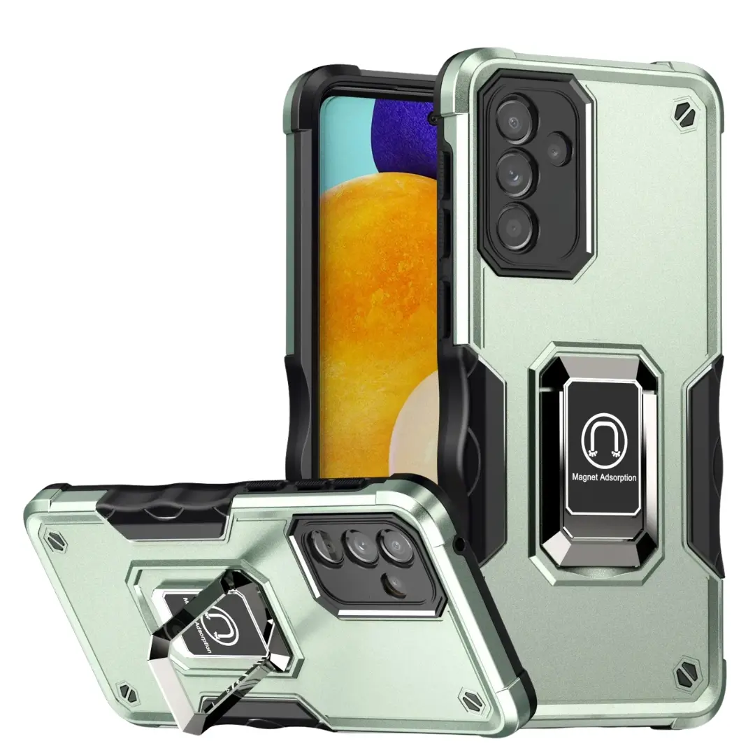 Samsung Galaxy A36 Strong Tough Metallic Design Hybrid Premium Kickstand Case Dark Green